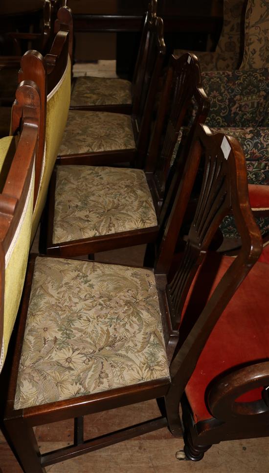 Set 6 George III style mahogany dining chairs(-)